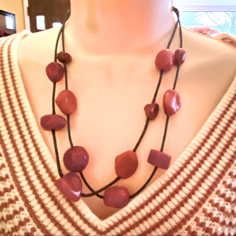 Vintage Chico's Red Chunk Necklace
